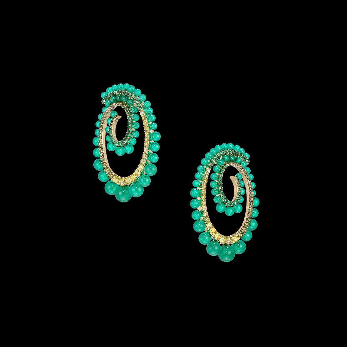 Petite Emerald Vortex Earrings